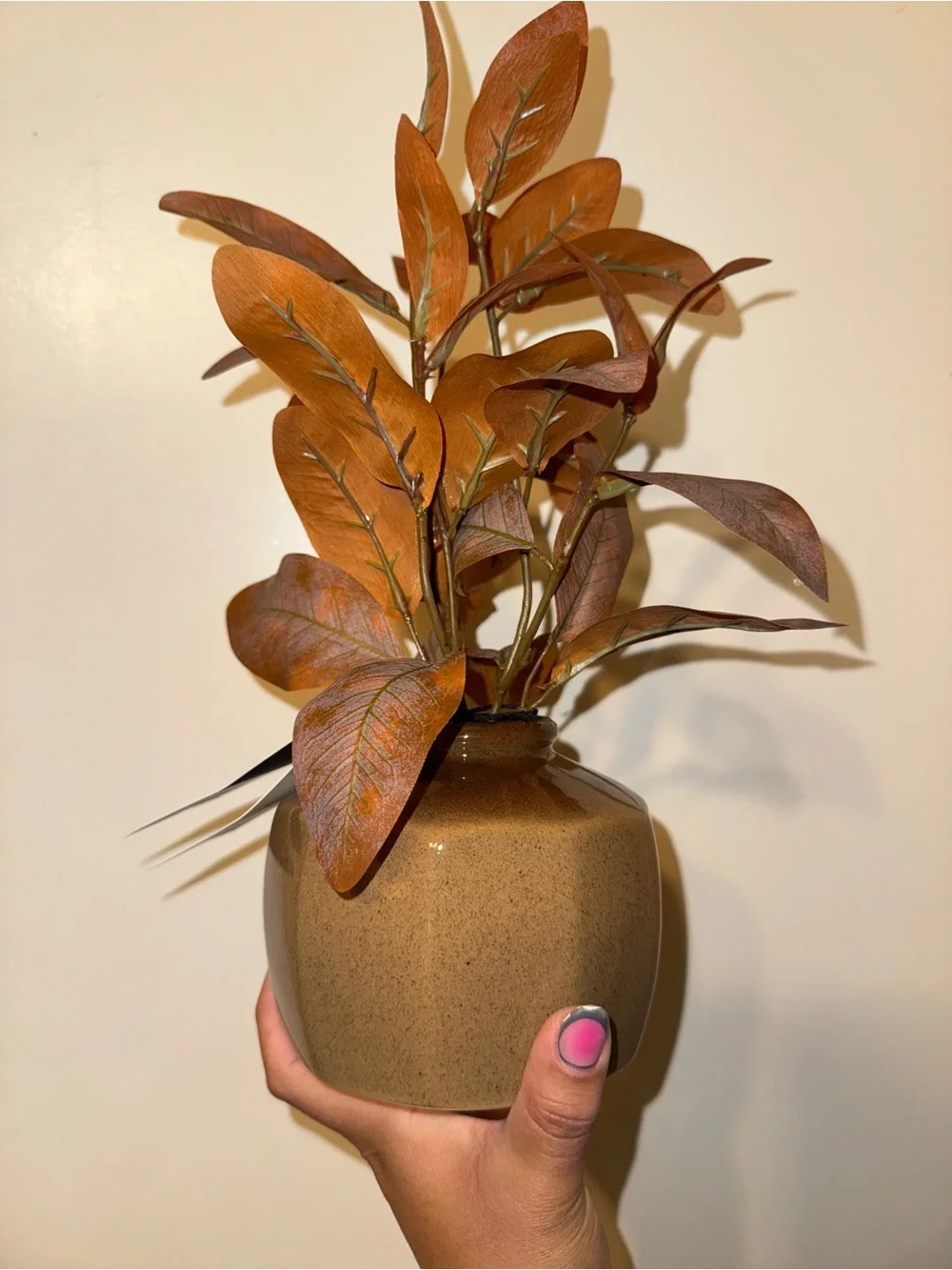 Hearth & Hand Magnolia Artificial Eucalyptus Arrangement Brown Vase  11”